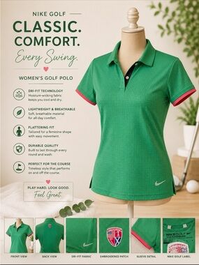 ❤️Nike Women's Green and Pink Short Sleeve Polo